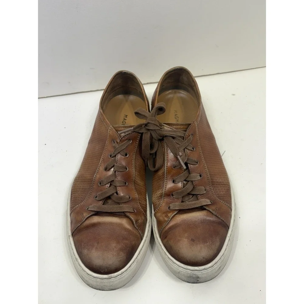 Magnanni Brown‎ Leather Comfort Men's Casual Lace Up Sneakers Size 9